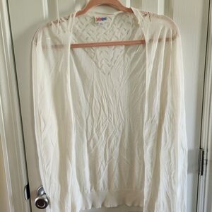 LuLaRoe Cream Open Front Cardigan Sweater